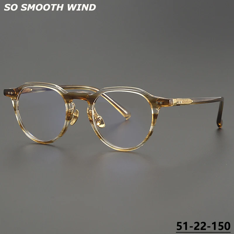 150mm Wide Face Round Fashion Elegance Glasses Frame Luxury Amber Design Acetic Men's women Myopia Presbyopia Spectacle Frames