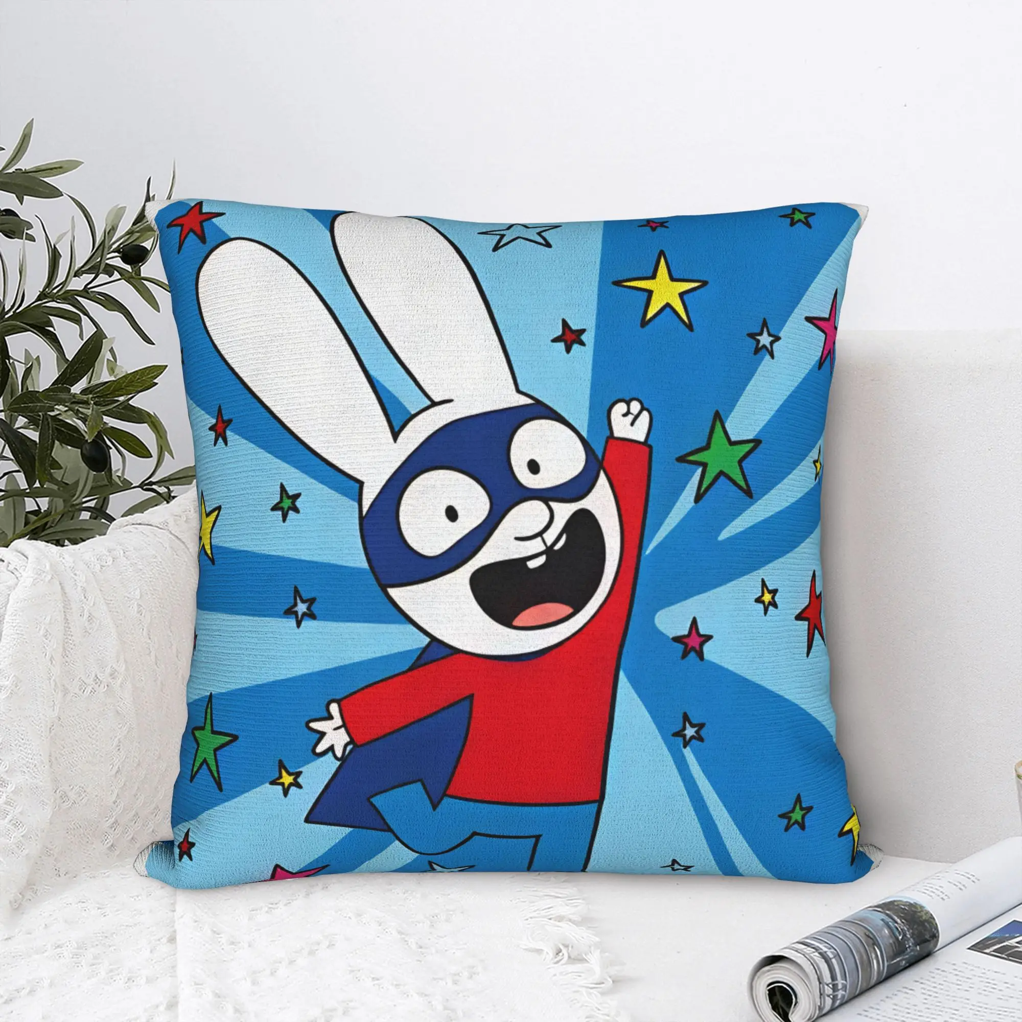 Simons Super Rabbits   Pillow Case  Soft Pillow Cover For Sofa Home Decoration Vintage Pillowcases