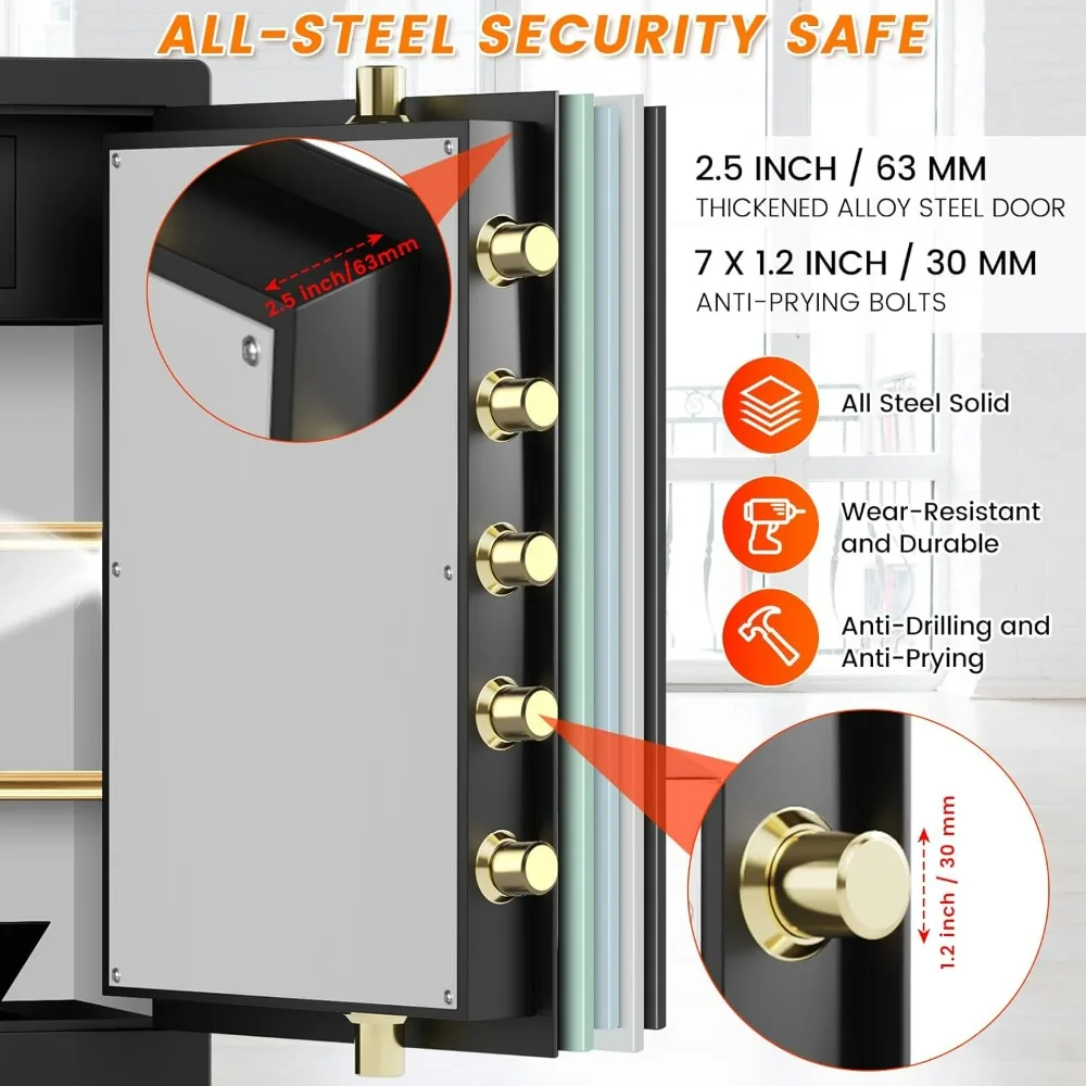 8.5 Cuft Extra Large Home Safe Fireproof Waterproof, Heavy Duty Fire Proof Safes with Fireproof Bag, Electronic Keypad, Keys and image 3