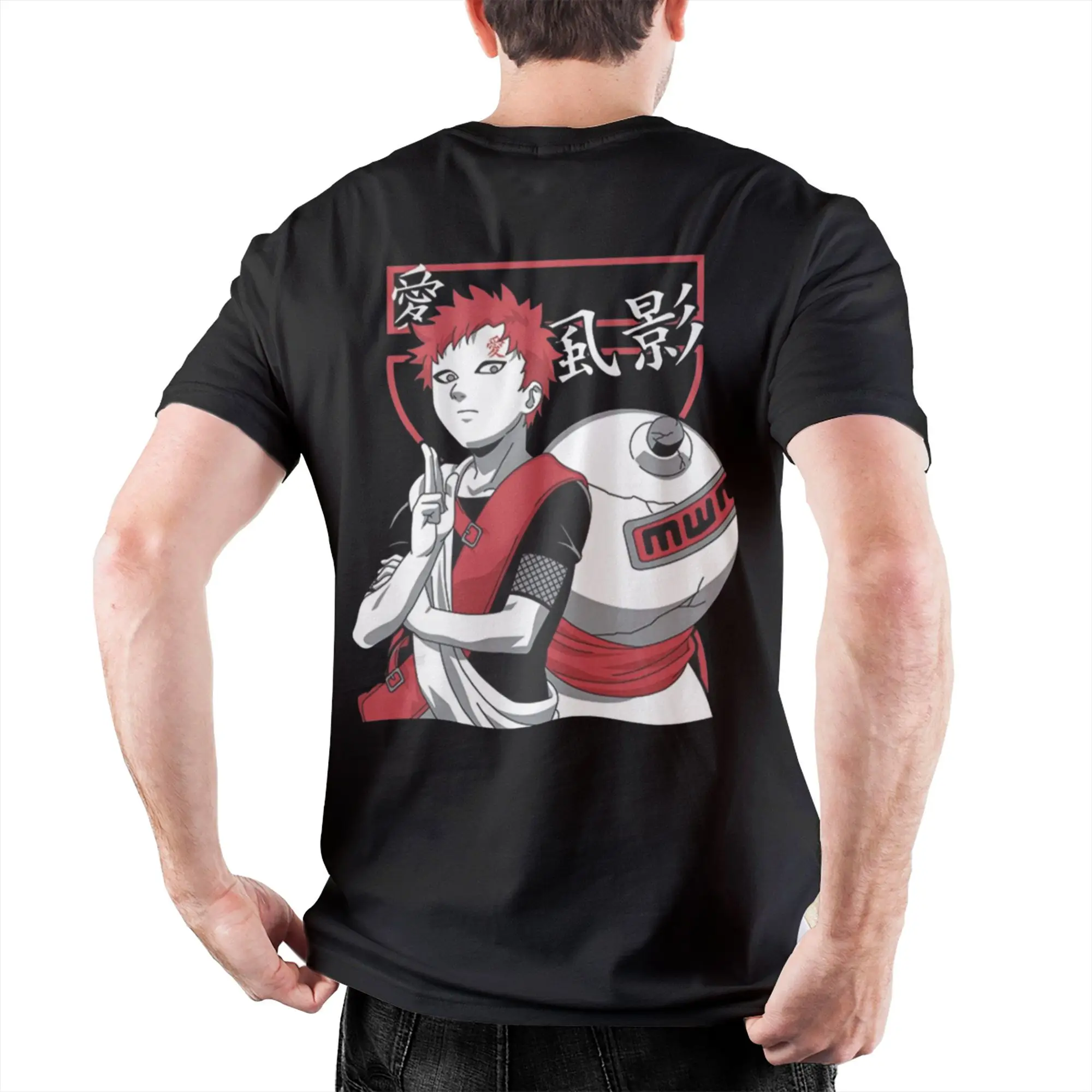 Narutos-Camiseta de Naruto Gaara of the Sand para hombre y mujer, Tops de algodón puro, camisetas de manga corta con cuello redondo, camiseta para adulto