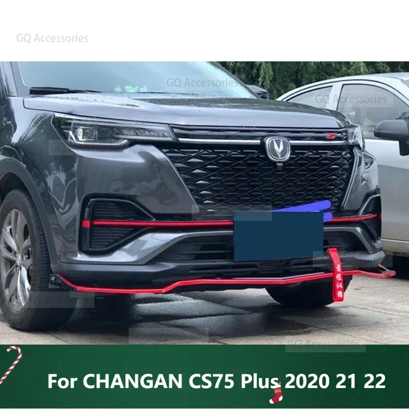 New！ CS55 Plus Front Splitter for CHANGAN CS75 Plus 2020 21 22 Bumper Spoiler Skirts Lip Carbon Surface Body Kit Retrofit Access