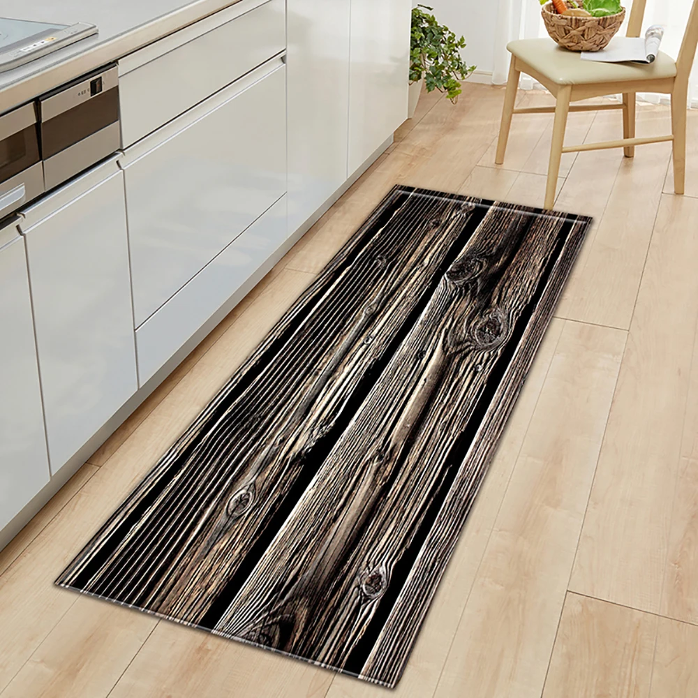 Küchenmatte, Schlafzimmer, Wohnzimmer, Teppich, Eingang, Fußmatte, Zuhause, Flur, Balkon, saugfähige Bodenmatte, Holzmuster, rutschfest, langer Teppich – Detail 6