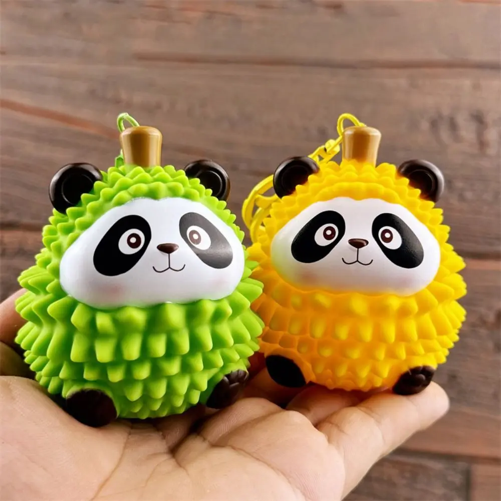 Panda Animals Luminous Durian Key Ring Funny Plastic Panda Fruit Series Model Keychain Ins Creative Small Night Light Pendant