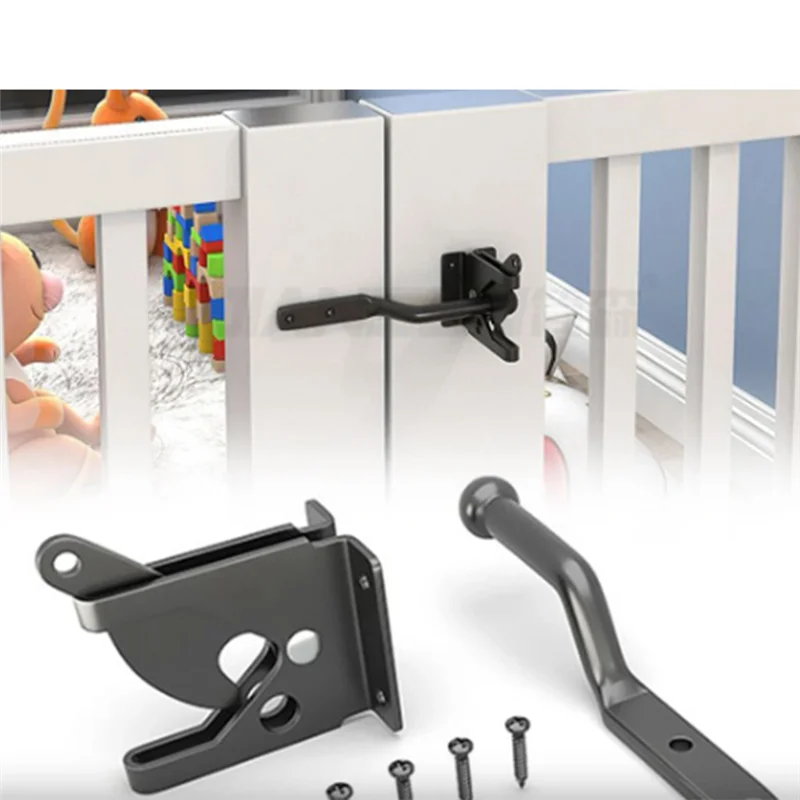 

A19E-3Set Self Locking Gate Latch Automatic Heavy Force Lever Fence Gate Lock For Wood Fence Gate Door Latches