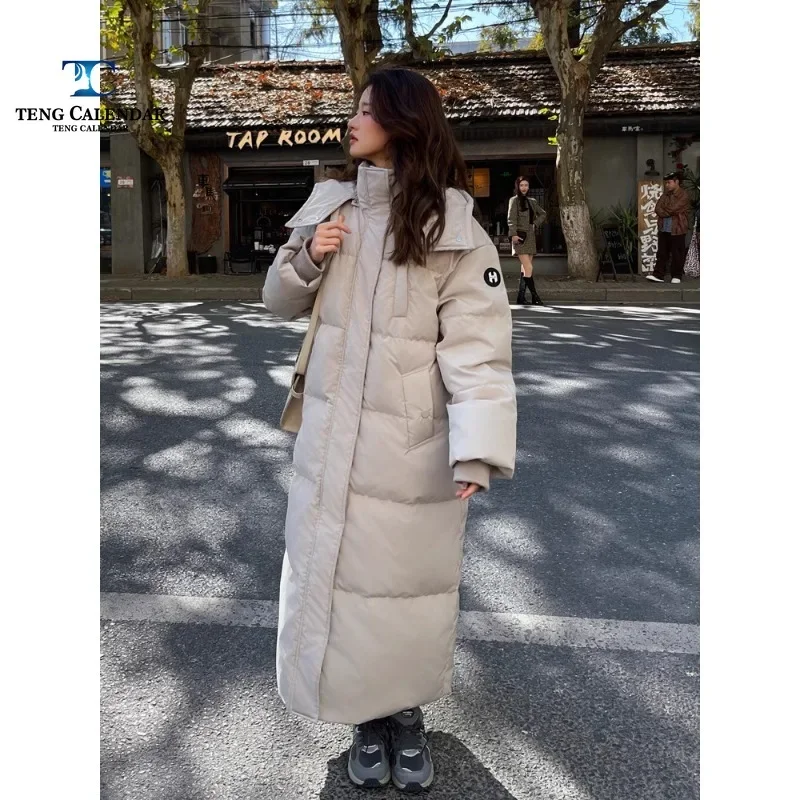 Winter Down Jacket, Korean High-end 90 White Duck Down Long and Thick Knee Length Jacket, Women's 2024 New Model