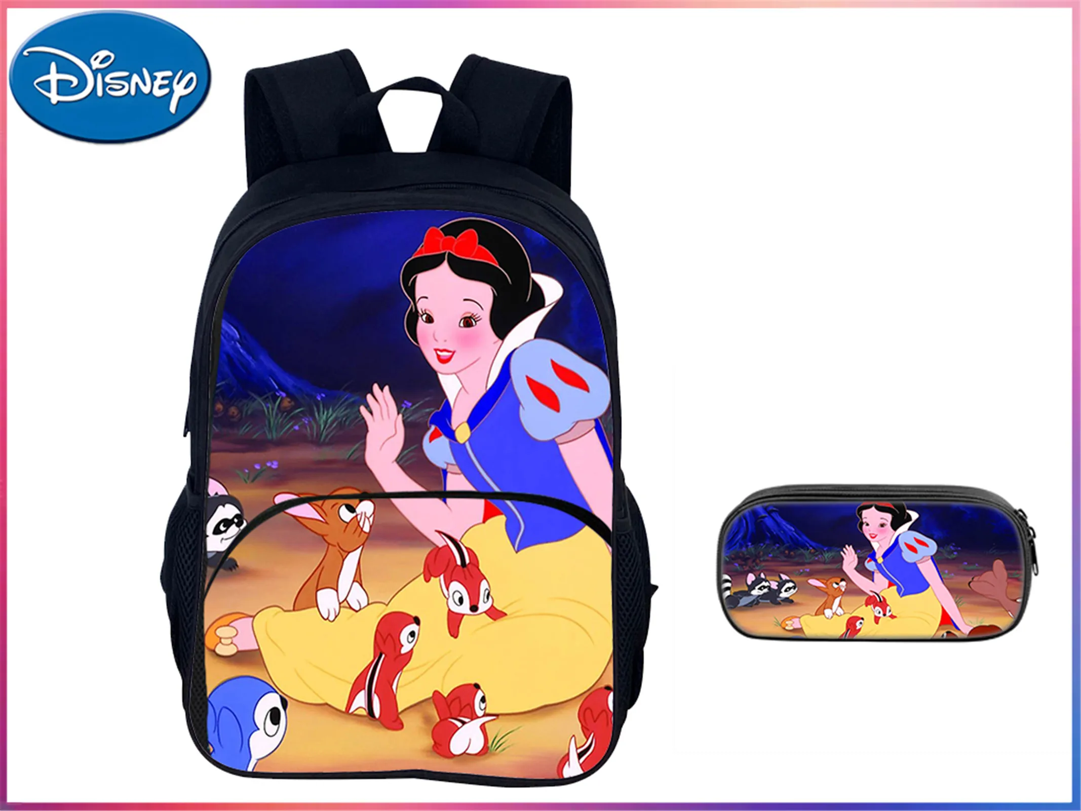 

HOT Snow White Multifunction Student Rucksack 2Pcs Set-Front Pocket Backpack with Pencil Box for Little Kid