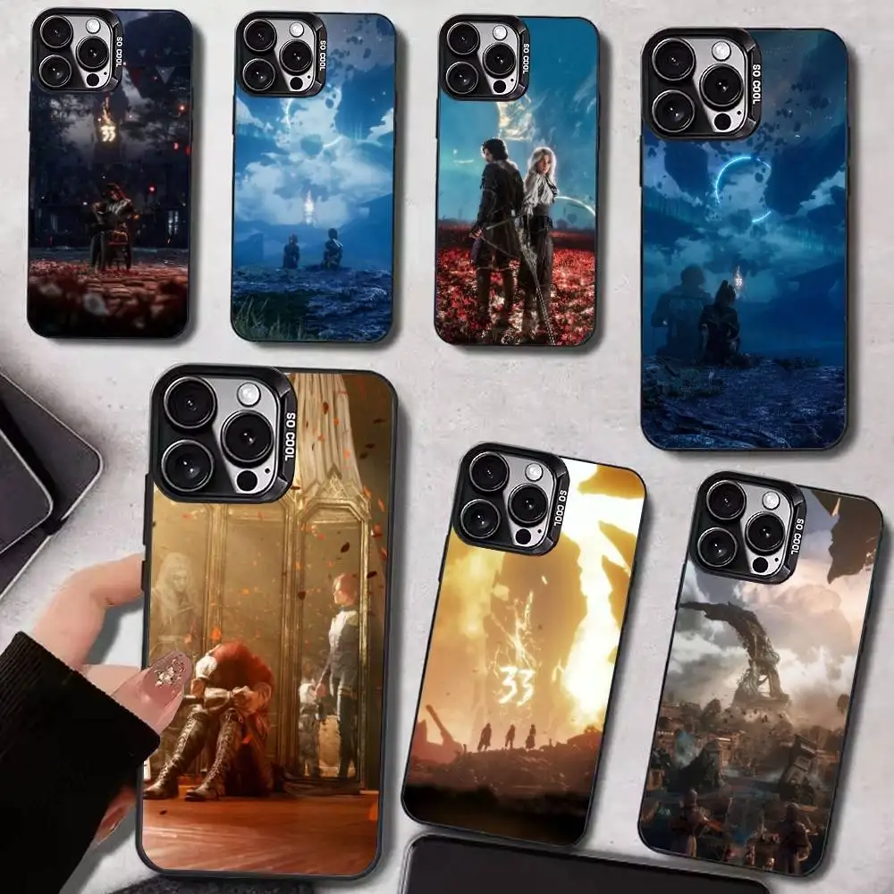 

C-Clair Obscur Expedition 33 Colorful Silver Back Phone Case For IPhone 17 16 15 14 13 12 11 Plus Pro Max Plus