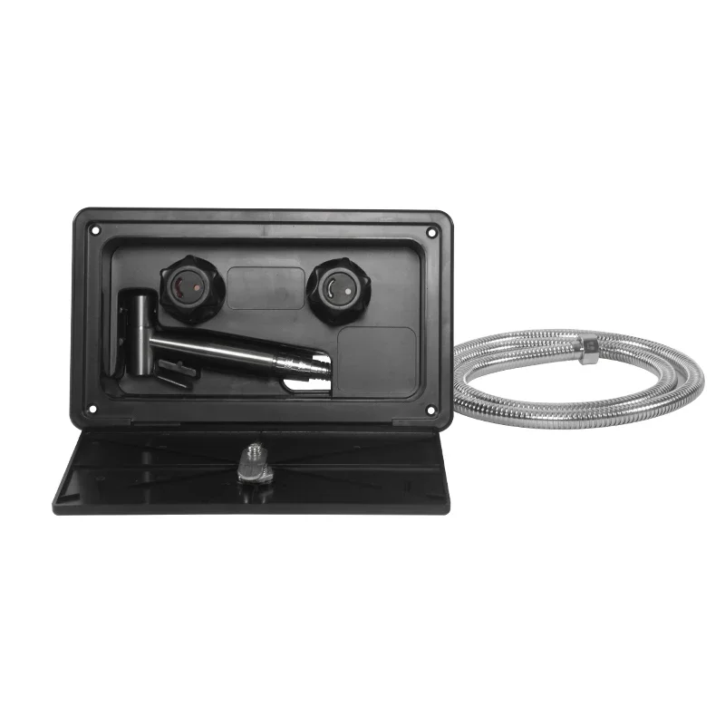 Caravan Exterior Shower Box Kit With Stainless Steel 304 Faucet & Hose Black/White Lockable RV Outside Shower