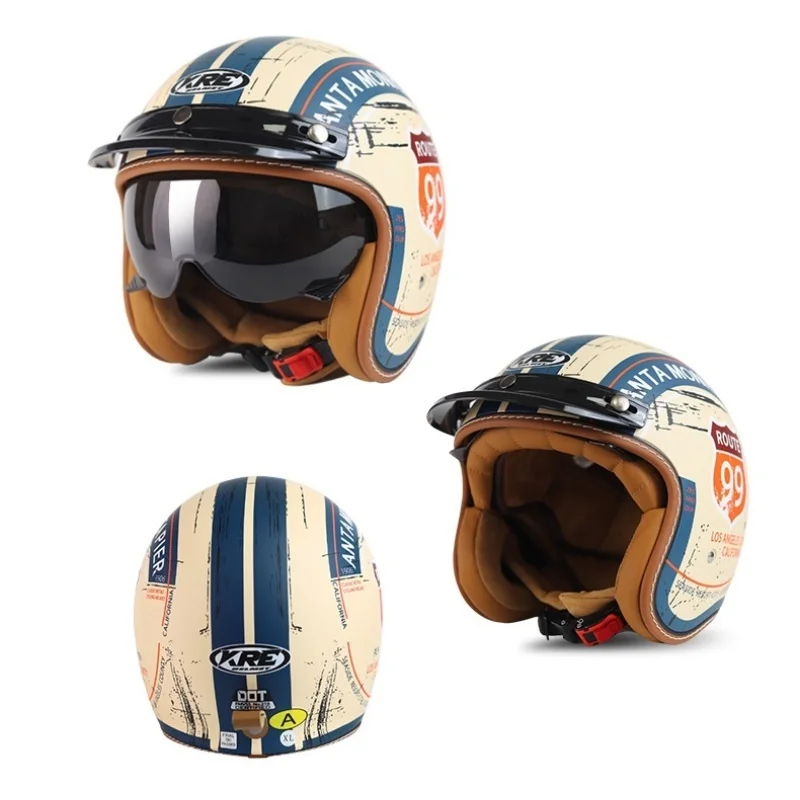 

Новый винтажный мотоциклетный шлем, летний шлем, электромобиль, локомотив для мужчин и женщин, уличный локомотивный шлем