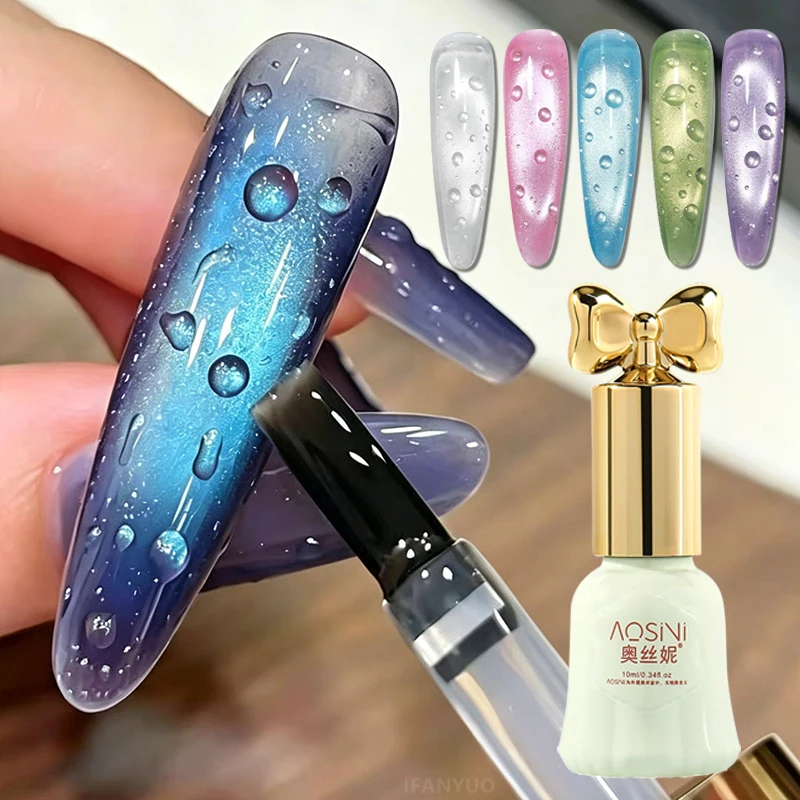Esmalte de Uñas en Gel de 16 ml con Efecto de Gota de Agua, Capa Superior Selladora, Sin Necesidad de Limpiar, Efecto 3D Transparente, Brillo Intenso UV LED