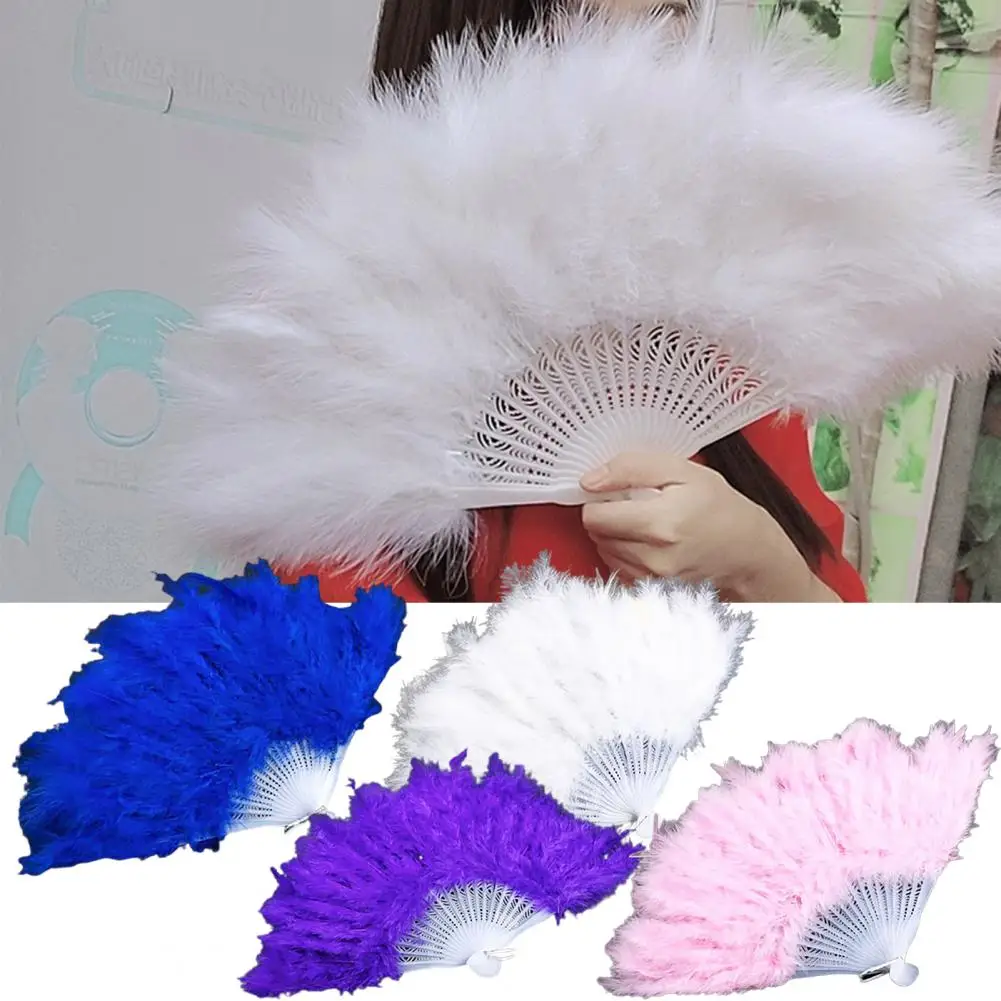 Pretty Hand Held Fan Fine Texture Show Props Fashion Faux Peacock Feather Folding Fan