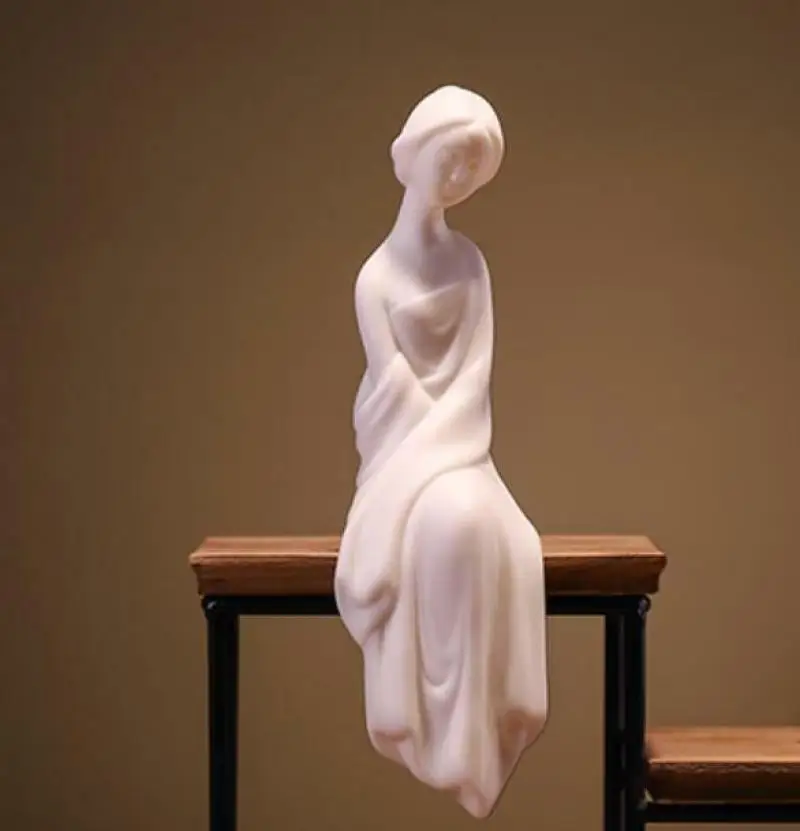 

7" Chinese White Porcelain Ceramics Beautiful Woman Figurine Statue Statues