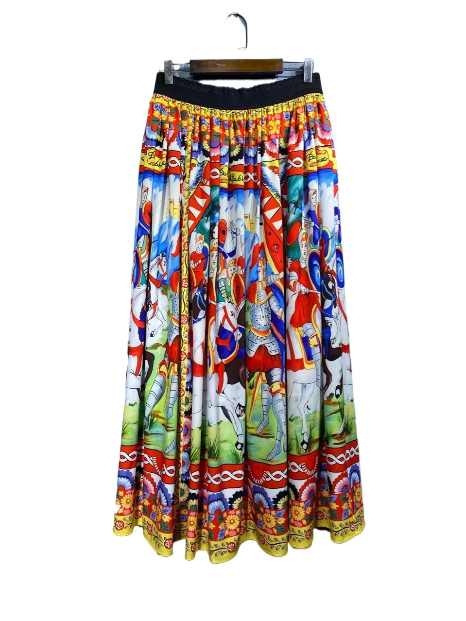 

2024 Spring New Printed Waist Collection Half Skirt for Women, Retro Printed pleated Skirt for Women gothic long skirt