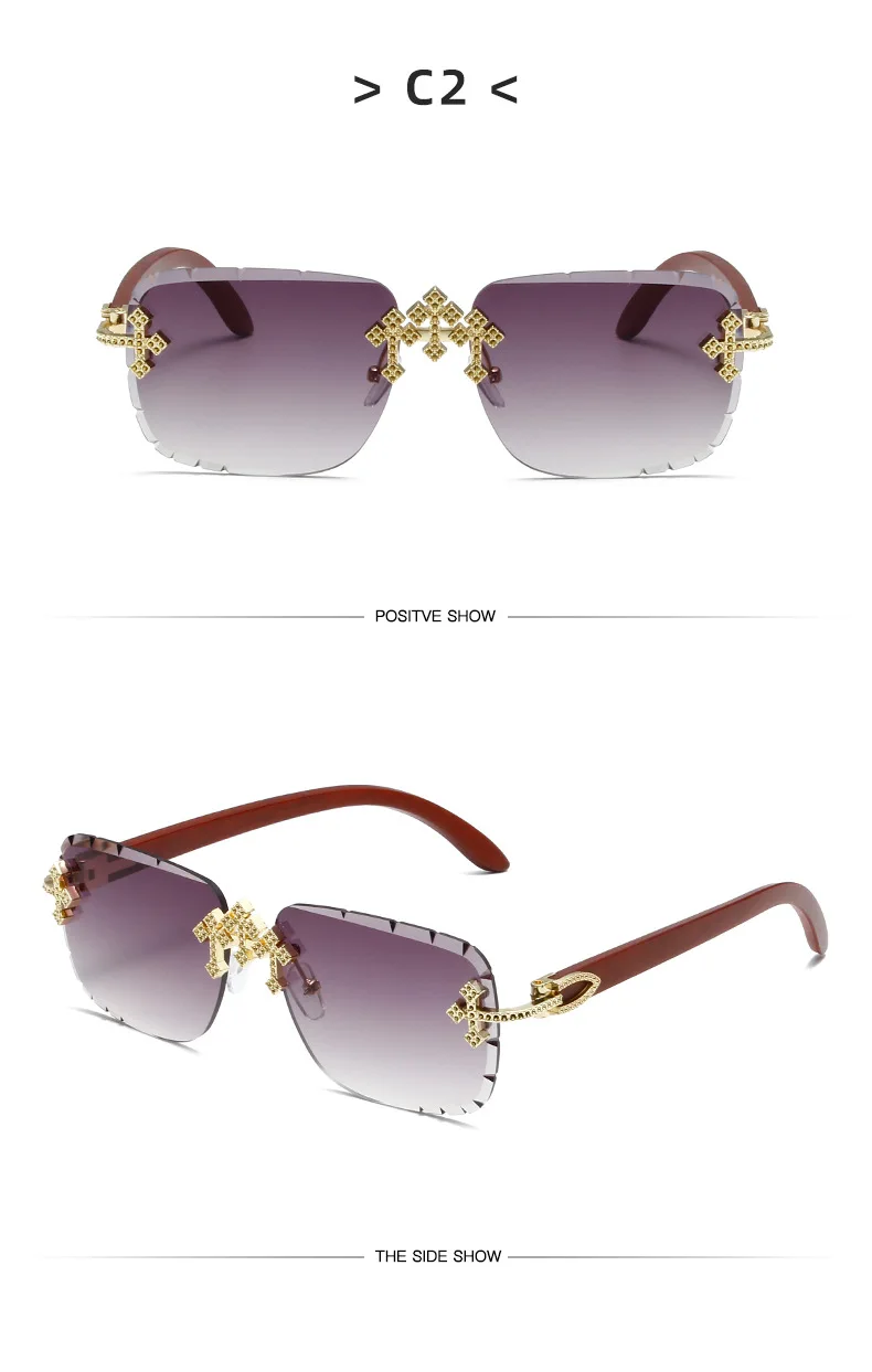 Steampunk Randlose Quadratische Sonnenbrille Männer 2026 Luxus Marke Vintage Schneiden Objektiv Sonnenbrille Für Männliche Trendy Rahmenlose Shades UV400 – Detail 9