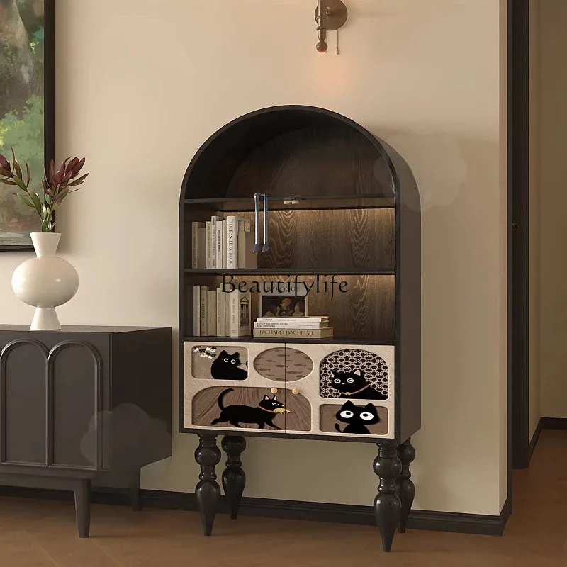 

French light luxury solid wood storage cabinet decorative aisle side cabinet