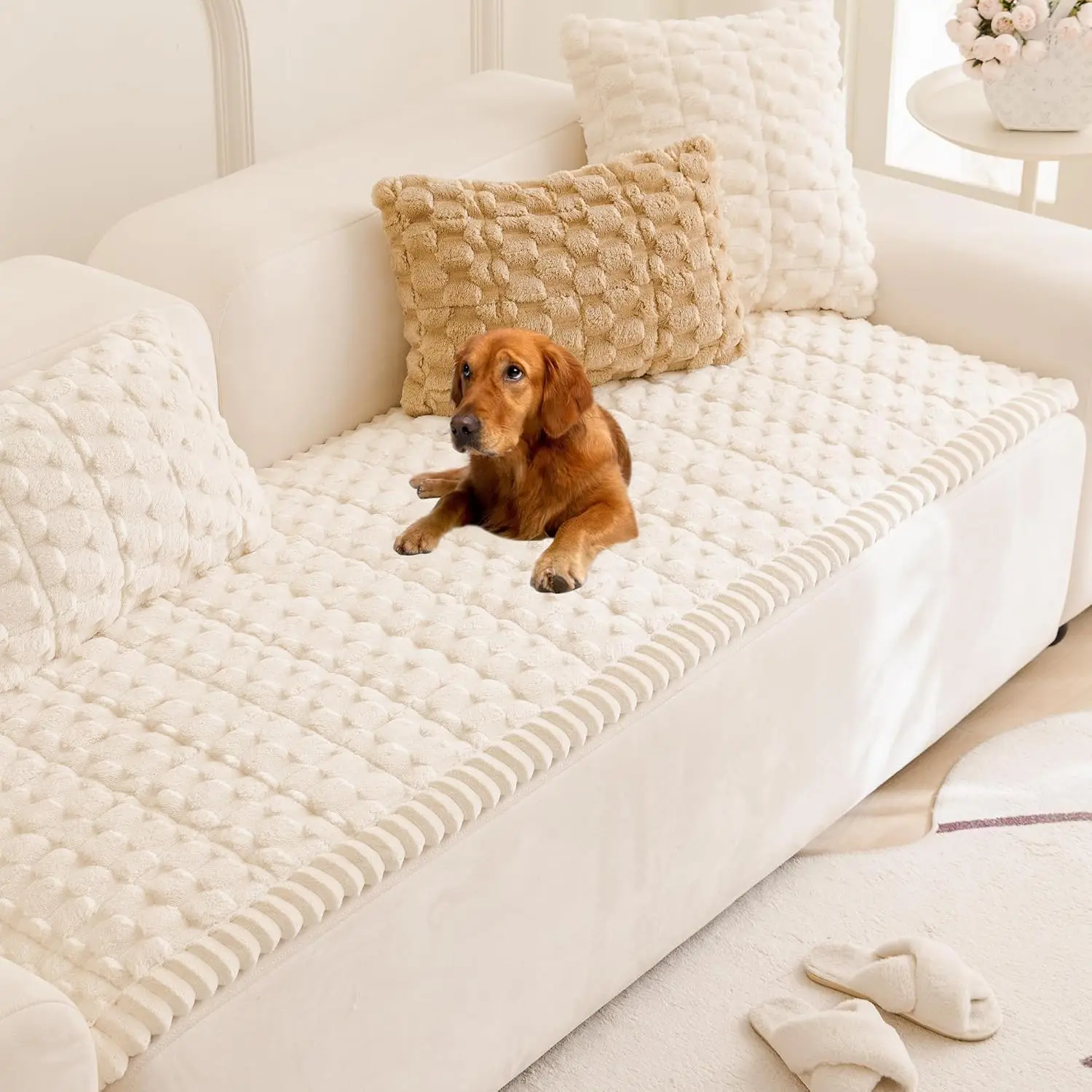 

Washable Dog Sofa Cover, Non-Slip Fuzzy Couch Protector for Pets, Pet-Friendly Furniture Protection