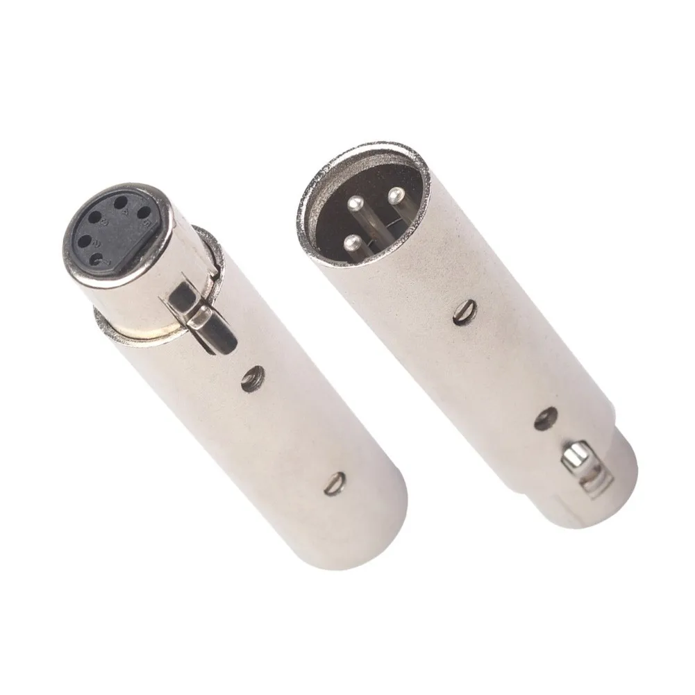 3 Pin XLR To 5Pin DMX Metal Cased Converter Audio-Lighting Adapter 3-Pin Male To 5 Pin Female 3 Pin Female To 5 Pin Male Connect