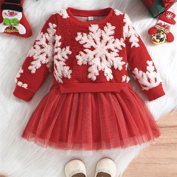 2024-08-24 Lioraitiin Baby Girl Tulle Dress manica lunga girocollo Patchwork Party Dress Toddler felpa Dress