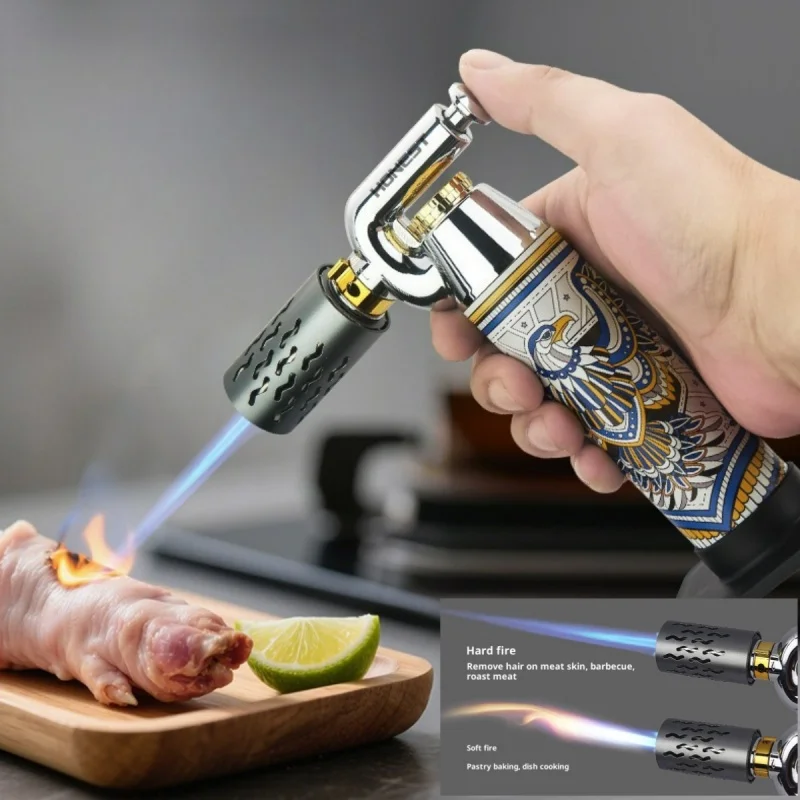 EHRLICH Hochtemperatur-Schweißpistole, 2 Arten von Flammen, Butangas, Turbinen-Fackel, Feuerzeug, Outdoor, Grill, Küche, Zigarrenfeuerzeuge, Gadget