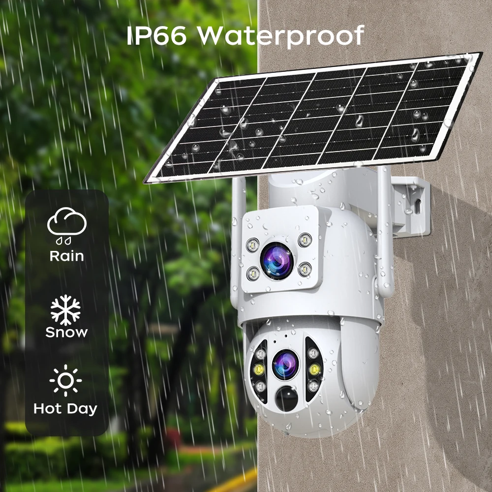 JOOAN 8MP 4K WiFi Solar Camera Outdoor CCTV Surveillance Camera With Solar Panel Dual Lens PTZ IP Cam Security Protection