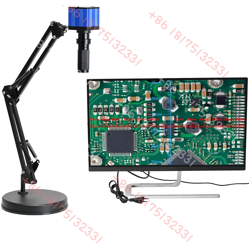 

51MP 1080P HD-MI-USB Industrial Video Digital Microscope Camera Big Visual Field 120x Zoom Lens for PCB Soldering Phone Repair