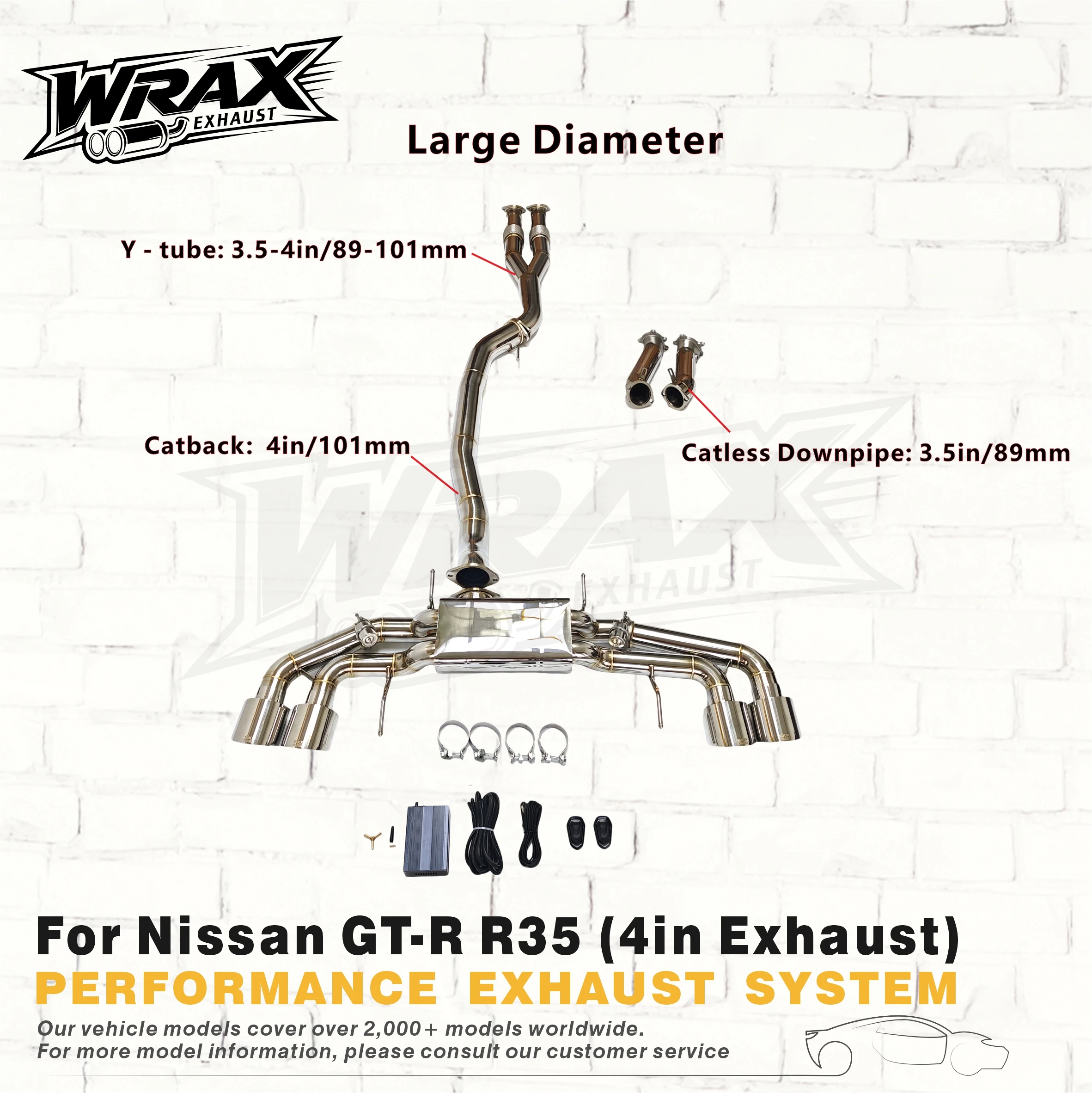

[Large Diameter] Exhaust for Nissan GT-R R35 WRAX Customizable Complete Catback System Stainless Steel Thrilling Roar