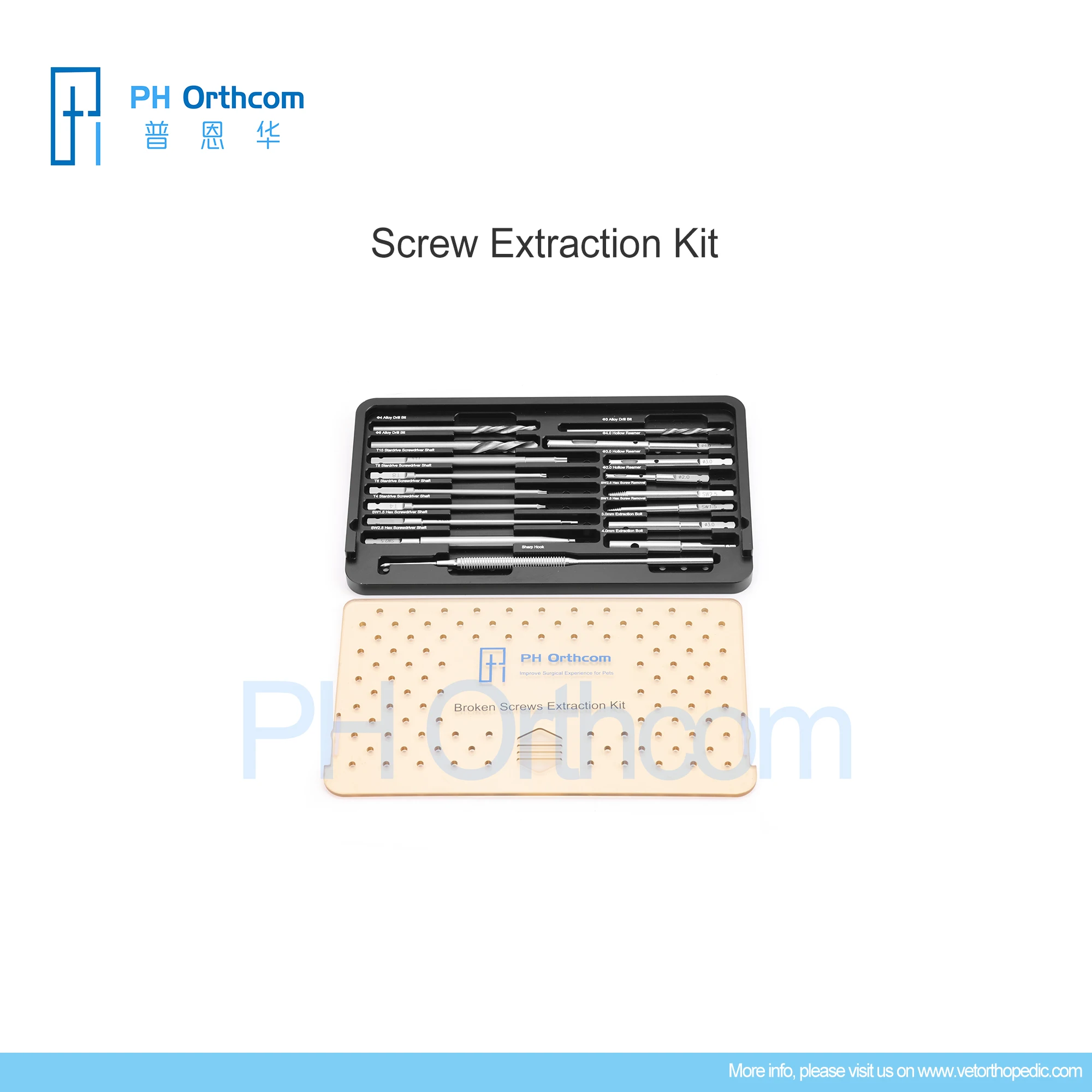 Screw Extraction Kit Orthopedic Veterinary Instrument Set for Broken Screw Removal in Pets: Medical Equipment for Animal Care