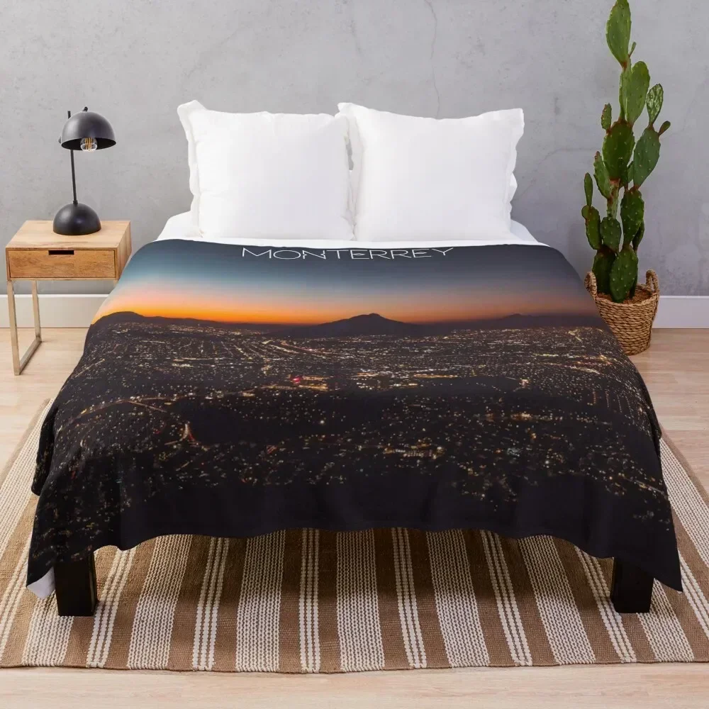 

Monterrey at Night, Nuevo Leon, Mexico Poster Photo Throw Blanket Shaggy Furry Soft Blanket for Bedroom Living Room
