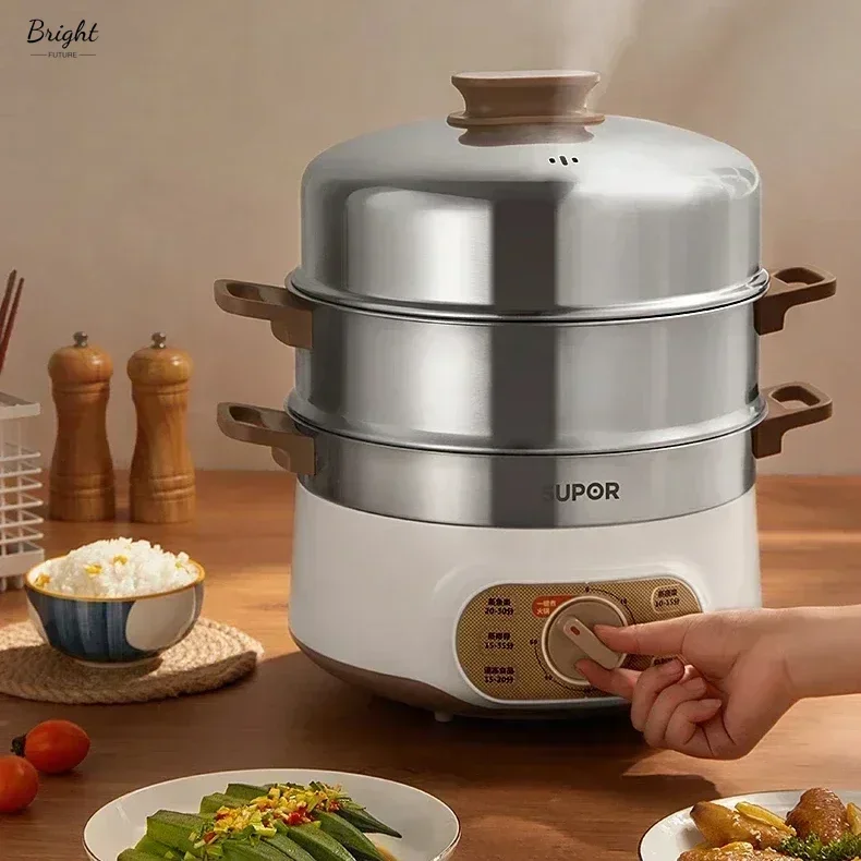 New Multifunctional  Steamer HouseholdElectric Steamer Three-layer Large Capacity Automatic Power-off  Steamer Pot