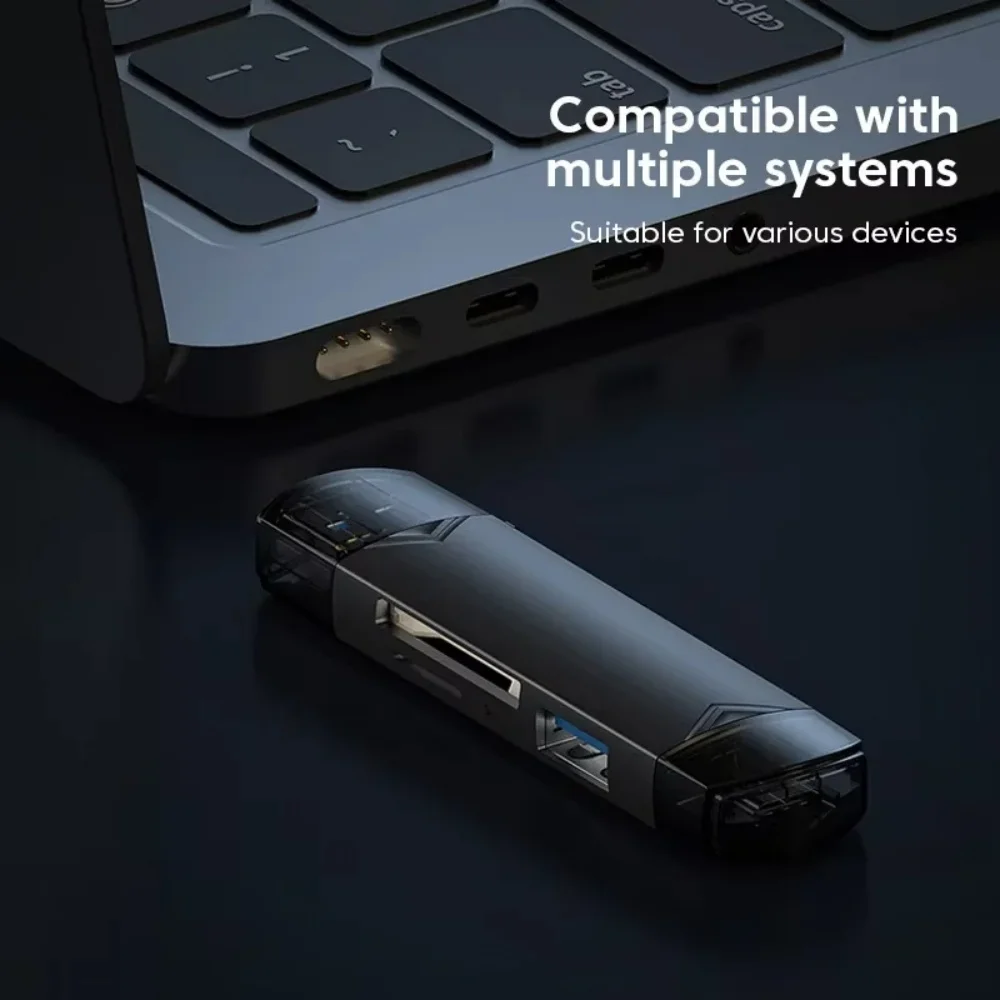 เครื่องอ่านการ์ด 6 in 1 มัลติฟังก์ชั่น USB 3.0 รองรับการ์ด U Disk Type C/Micro USB/TF/SD แฟลชไดรฟ์ อุปกรณ์อ่านการ์ดหน่วยความจำ อุปกรณ์เสริมโทรศัพท์