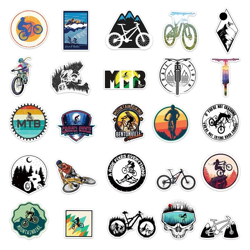 50PCS Classic Trendy MTB Bike Graffiti Stickers Luggage Skateboard Fridge Bottles Car Decal Toy Waterproof Cycling Accessories