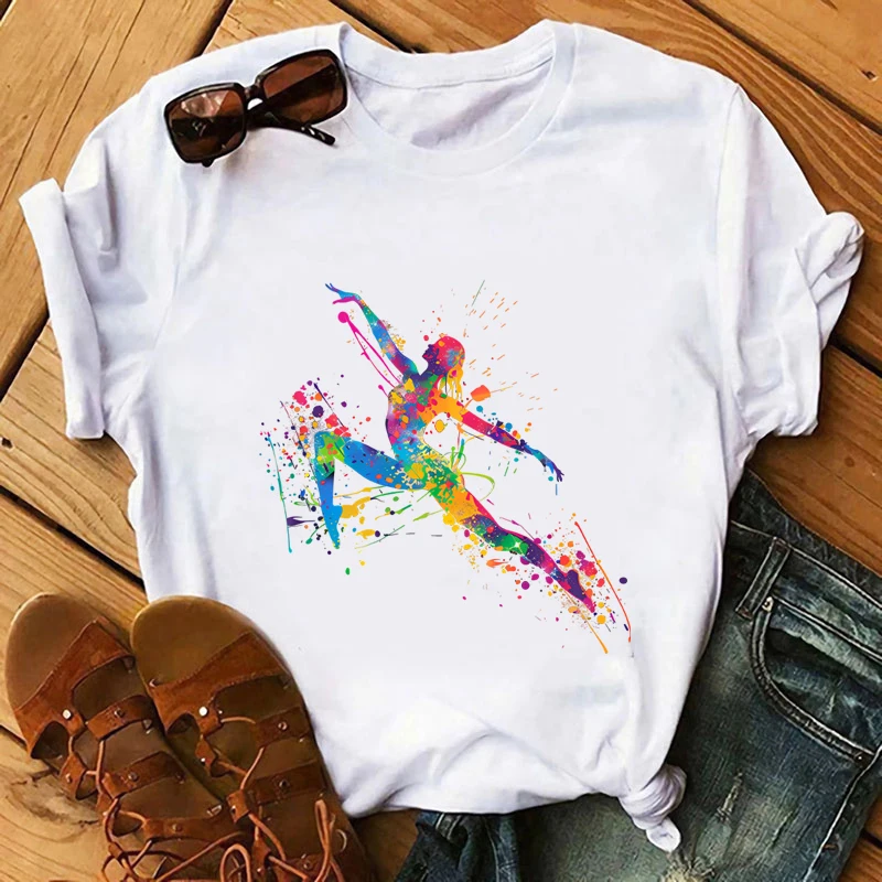 22cm Fashion Graceful Watercolor Dance Design print DTF Heat Transfer Stickers iron on for clothing T-shirt Accessories