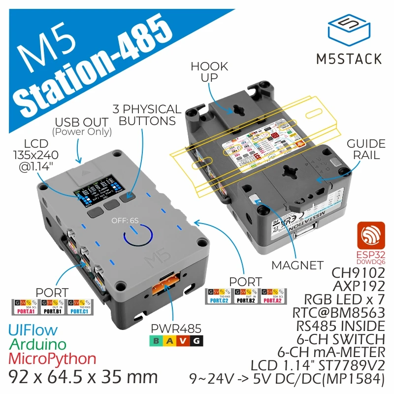 M5Stack Official M5Stack Station ESP32 IoT Development Kit (RS485 Version)