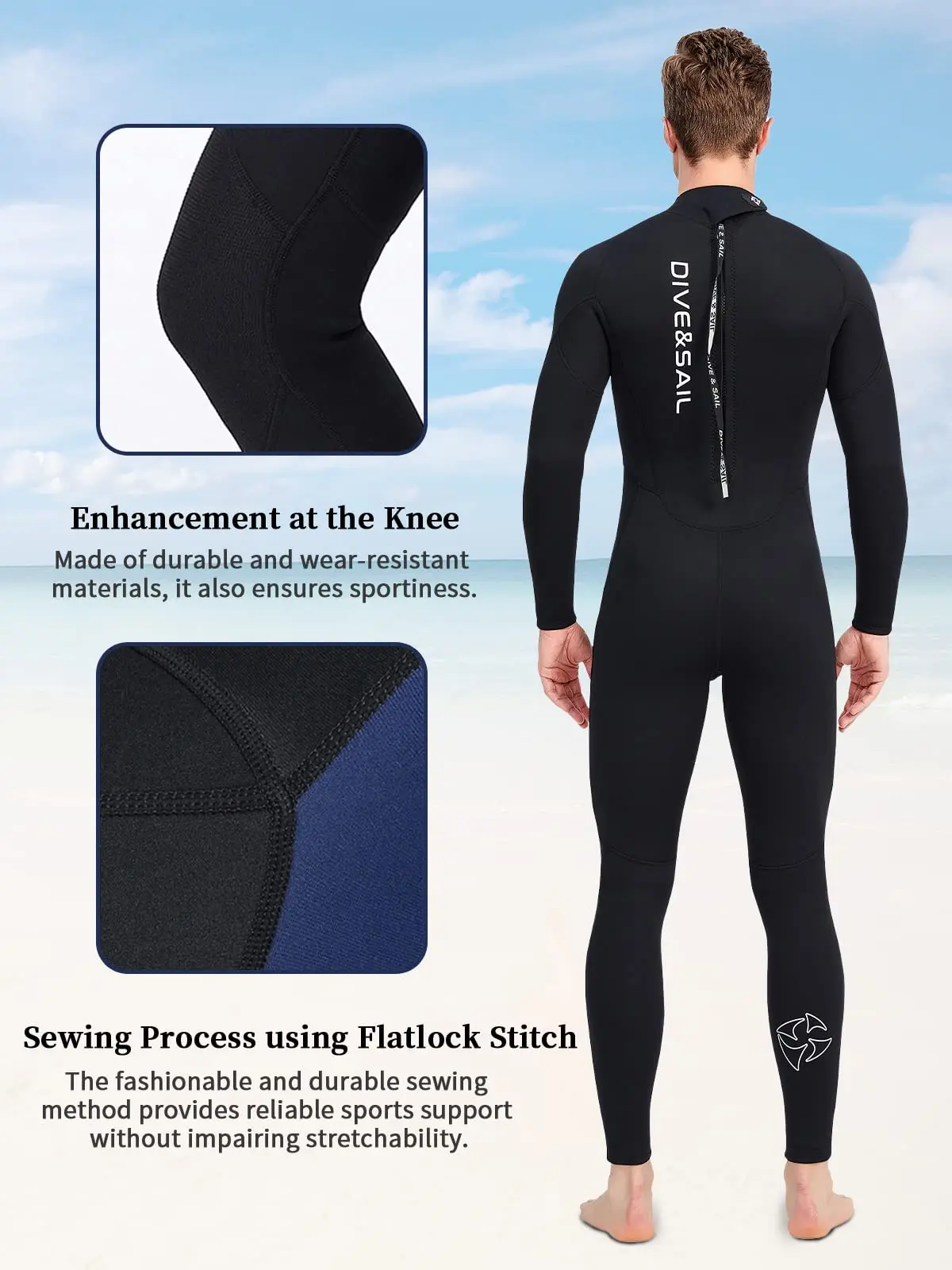 Pakaian selam Neoprene 3mm, pakaian selam peregangan termal ritsleting punggung satu potong untuk Snorkeling menyelam berenang