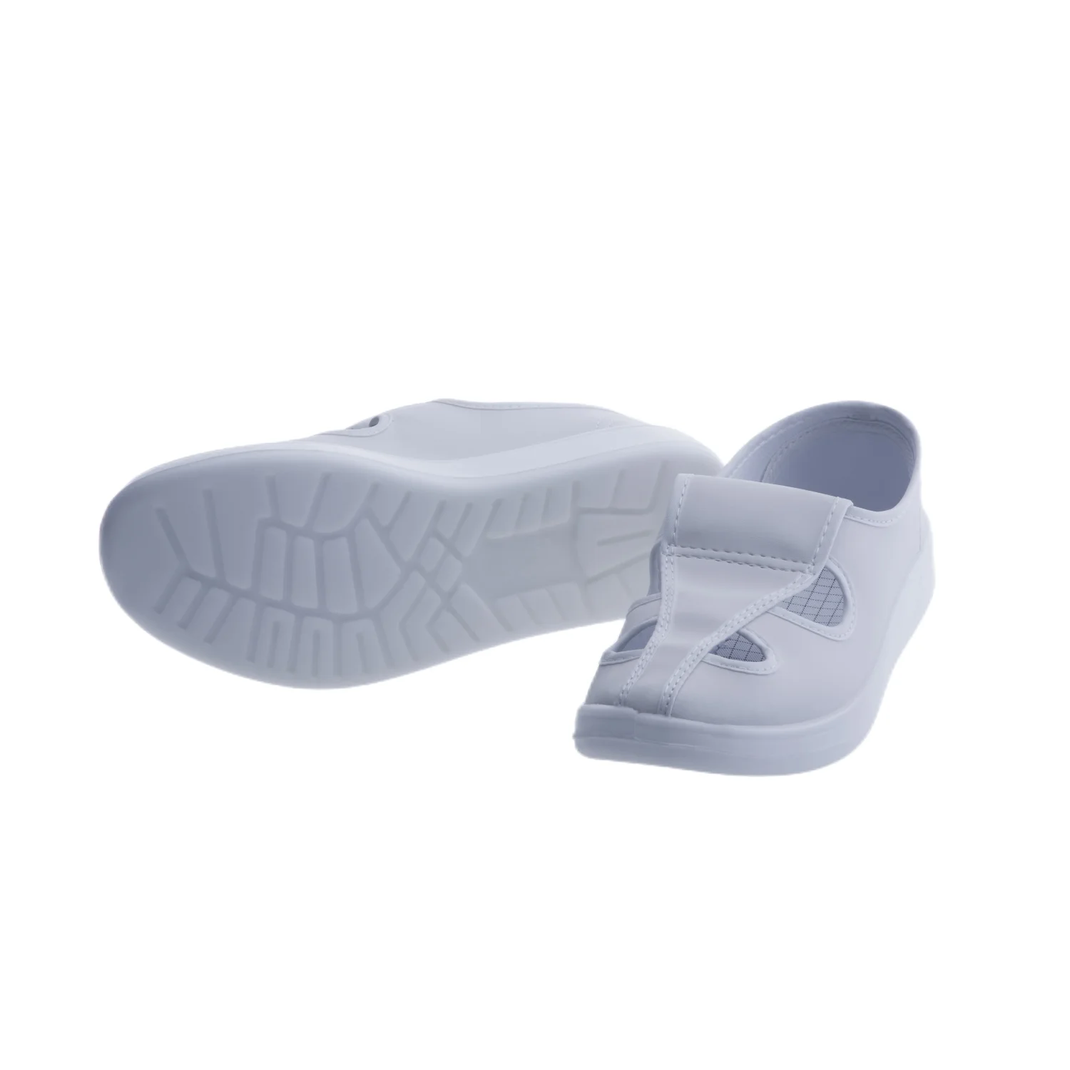 

2 шт., противоскользящие, пылезащитные, дышащие, многоразовые, с четырьмя отверстиями, моющиеся, лабораторные, безопасные для еды, работы, антистатические, Esd, для медсестры, чистая комната с четырьмя отверстиями