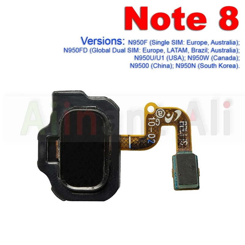 AiinAnt Back Home Button Touch ID Key Fingerprint Sensor Flex Cable For Samsung Galaxy Note 4 5 7 8 9 10 20 Plus Lite Ultra