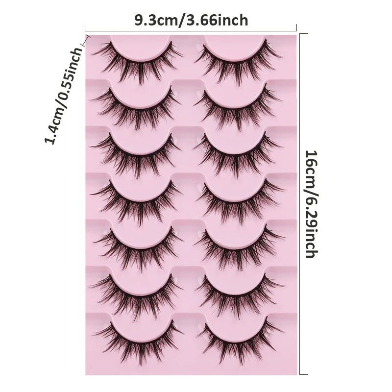 コミックブラックステムの尖った超ふわふわつけまつげ7ペア。毎日のメイクに適しており、目元の輝きを高めます。