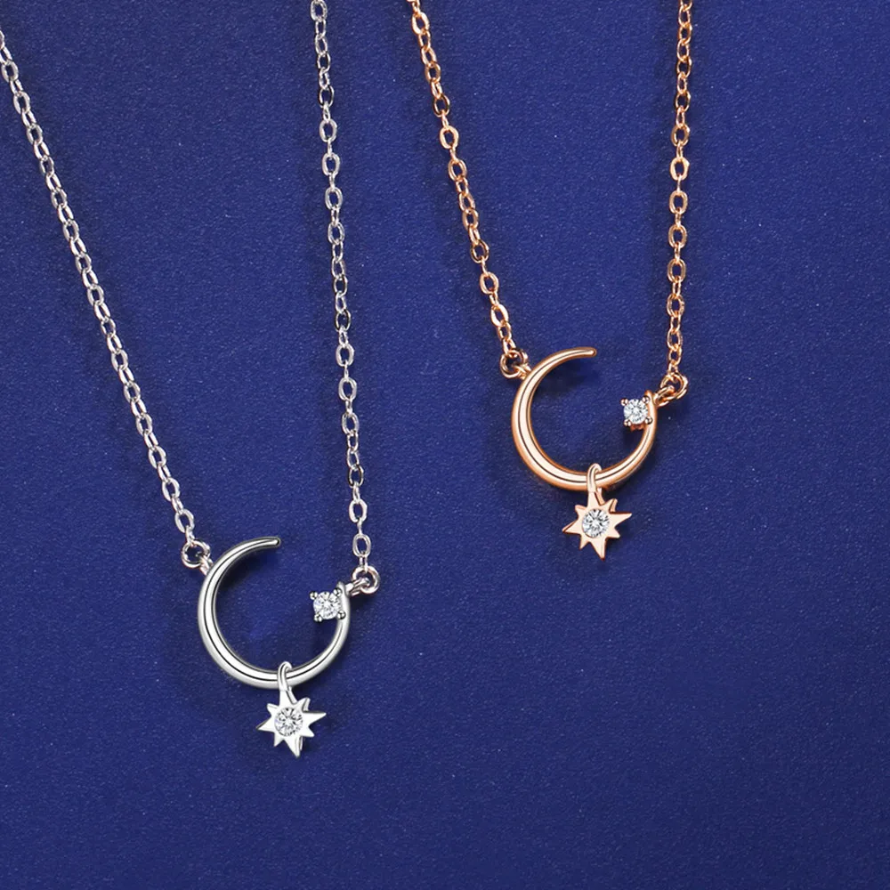 

Роскошное ожерелье с луной и звездой - корейское S925, уникальные стильные украшения на день рождения