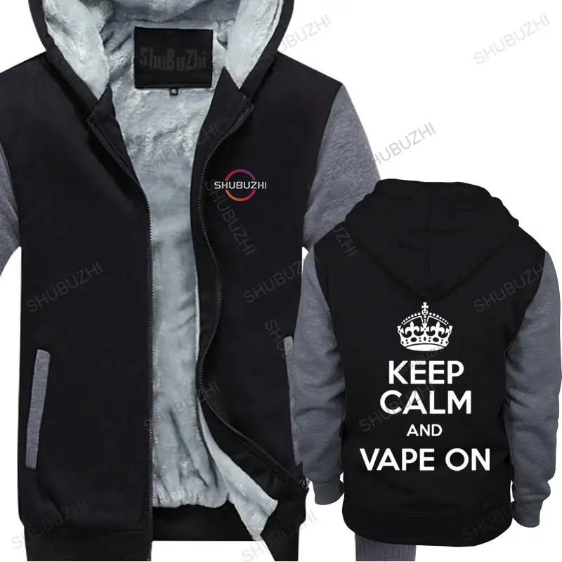 Лидер продаж, мужская зимняя толстовка с капюшоном Keep Calm and Vape On, мужская толстая верхняя одежда унисекс, брендовая повседневная толстовка с капюшоном, толстый пуловер, куртка