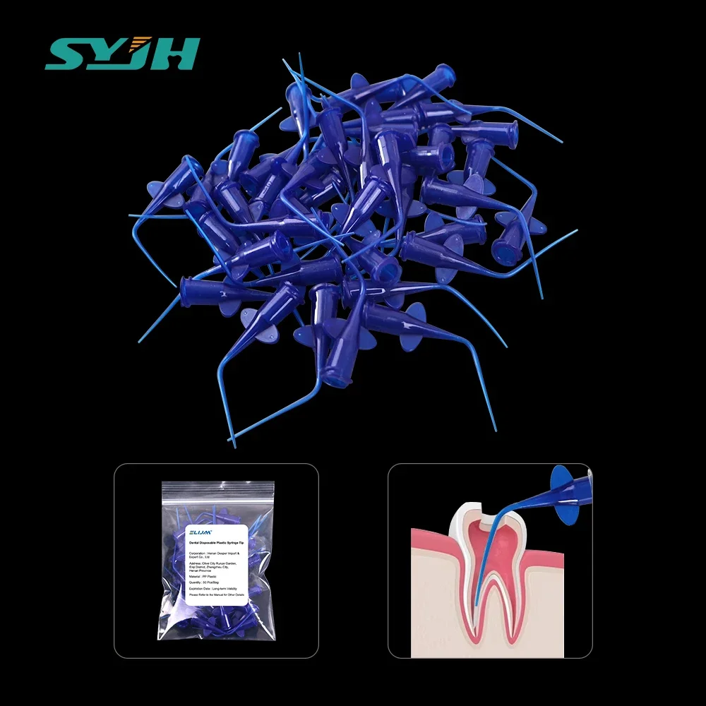 

50Pcs Dental Plastic Syringe Tip Endo Irrigation Root Canal Lateral Butterfly Disposable Flushing Elbow Needle Dentist Materials