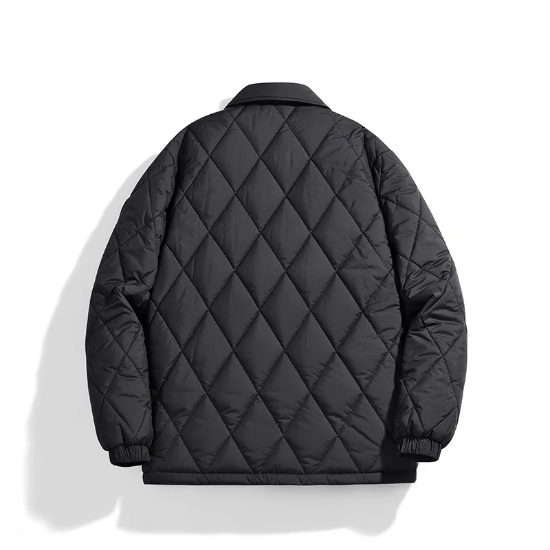 Parka da uomo con colletto rovesciato da esterno Comodo addensare caldo abbigliamento maschile Tinta unita Giacche casual in cotone Qualità All-match