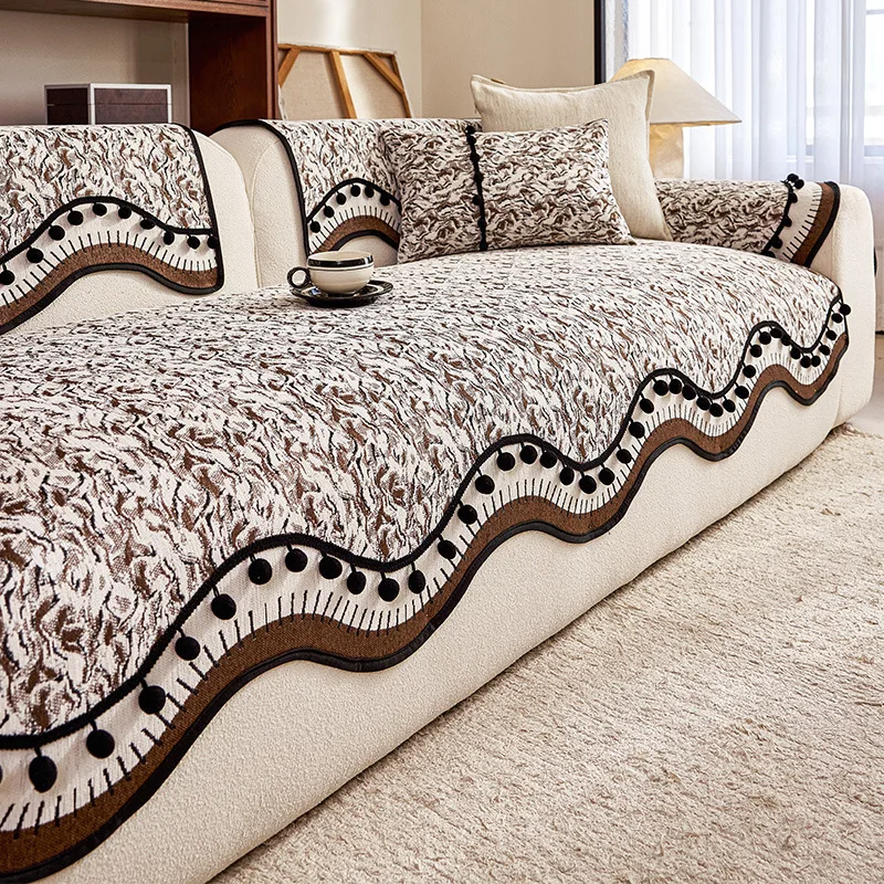 New Mid Century Sofa Pad Luxurious Elegant Four Season Universal Anti Slip Seat Cushion Slipcover Throw Cover Home Textile