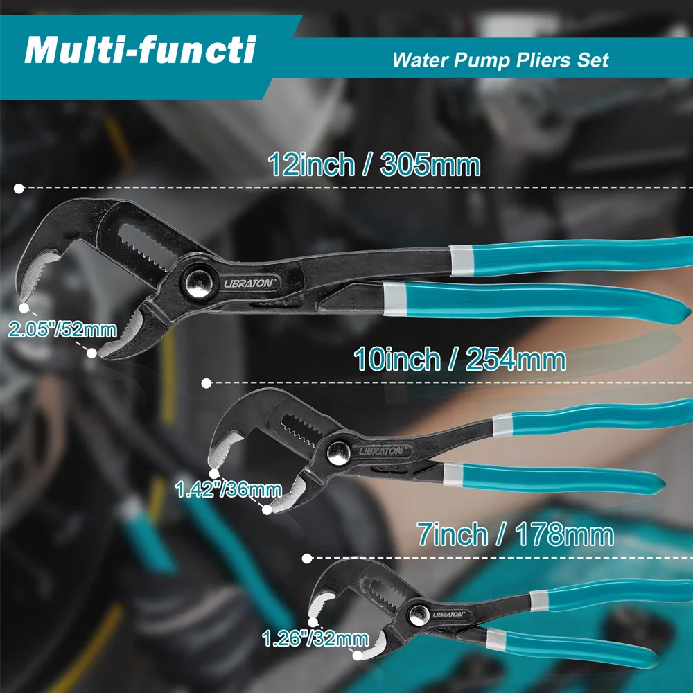 7/10/12Inch Adjustable Water Pump Pliers Set for Pipe Repair/Installation Universal Large Open Pipe Pliers Chrome Vanadium Steel