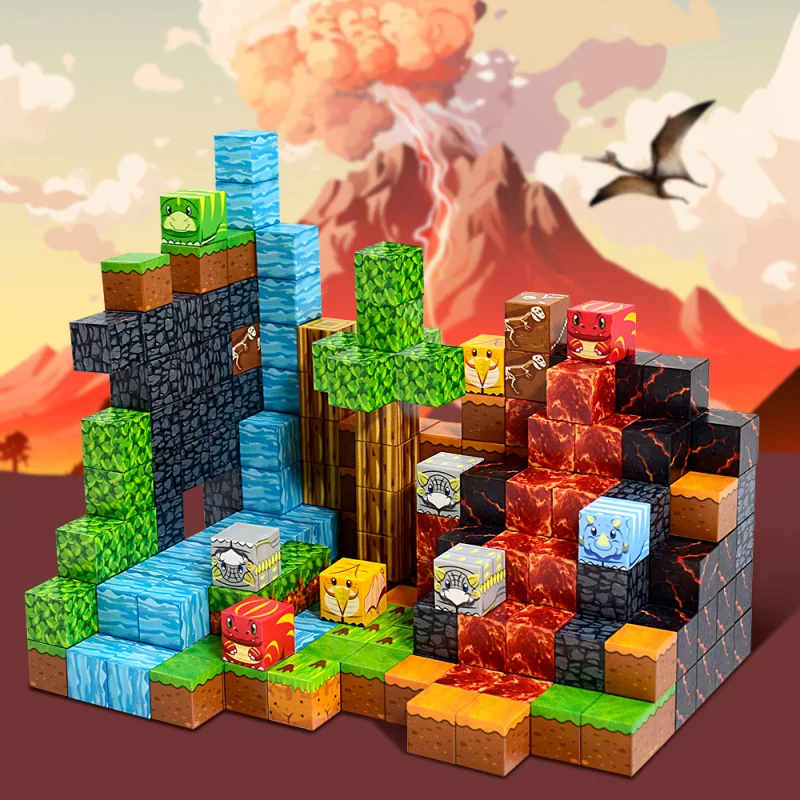 Magnetic Building Blocks Set - Stem Sensory Cube, Primitive Forest Magnet, Halloween and Christmas Birthday Gift Toy