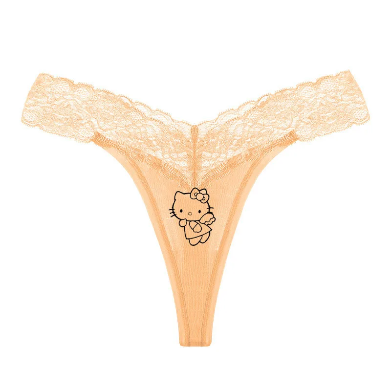 Hellokittys Thong European American Low-Waisted Sexy Lace Sexy Hot One-Piece High-Looking T-Pants Plus Size Underwear for Women