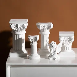 Roman Column Candlestick Angel Ornament Resin Sculpture Showcase Model House Home Mini Photography Props Soft Decorations