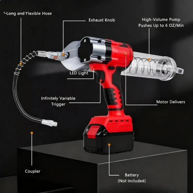 Pistola de engrase inalámbrica, totalmente automática, de alta presión, inyector de aceite, máquina de grasa para batería Milwaukee de 18V