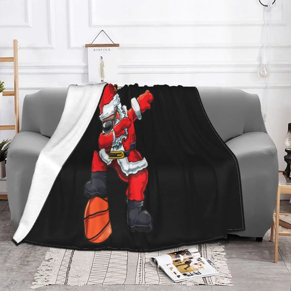 Official Christmas Dabbing Santa Claus Basketball Player Xmas Gift Dj New Print Throw Blanket