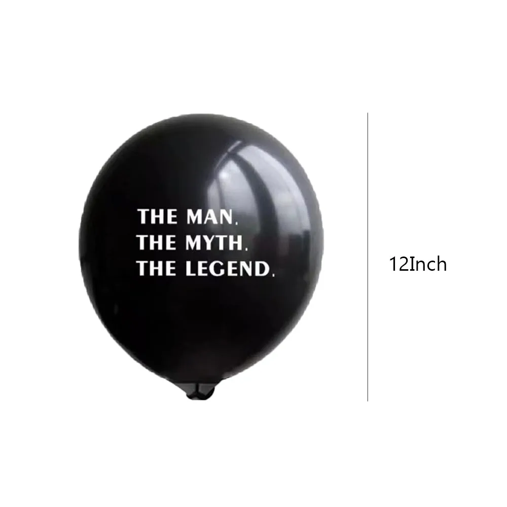 20pcs The Man The Myth The Legend Balloons Black and White Men Party Balloons for Him Guy Funny Birthday Father's Day Decoration