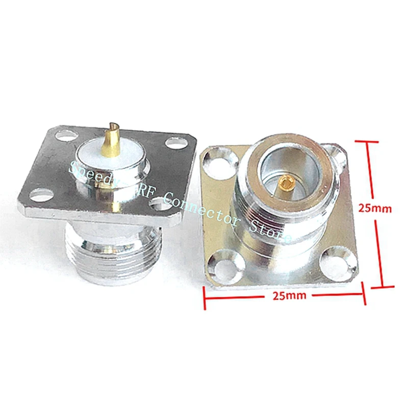 1Pcs N Type Connector L16 N Type Female Socket 4holes Flange Solder for Panel Chassis Socket Mount Coaxial Antenna Adapter Brass